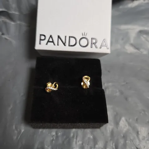 PANDORA GOLD-TONE CRYSTAL-ACCENT EARRINGS (PAIR)