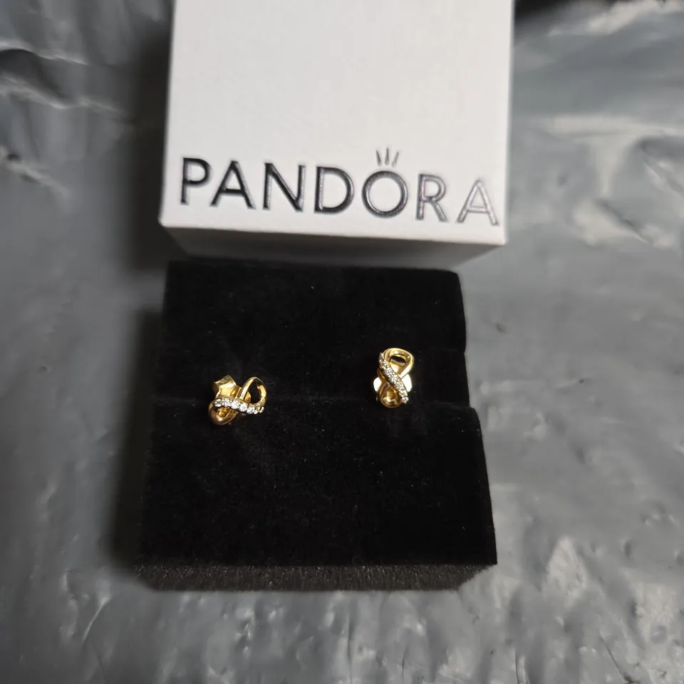 PANDORA GOLD-TONE CRYSTAL-ACCENT EARRINGS (PAIR)