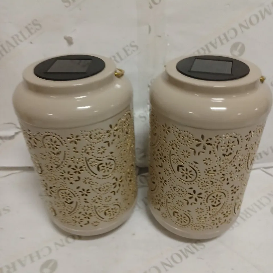 GARDEN REFLECTIONS SET OF 2 PATTERNED SOLAR LANTERNS