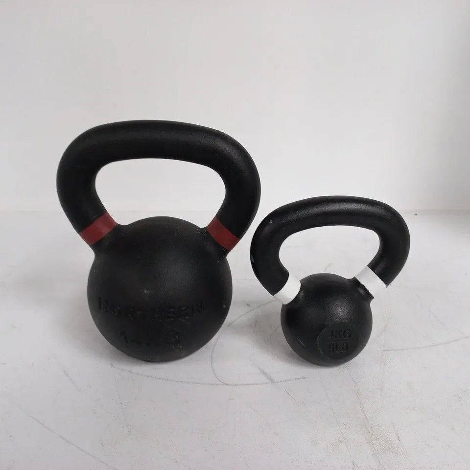 PAIR OF METAL KETTELBELLS INCLUDES 4KG & 14KG