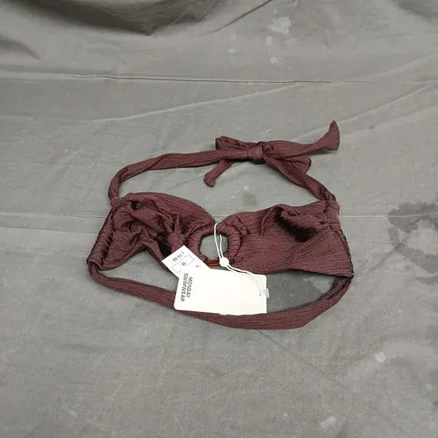 MONDAY SWIMWEAR BRONTE RIBBED TOP IN ESPRESSO SIZE M