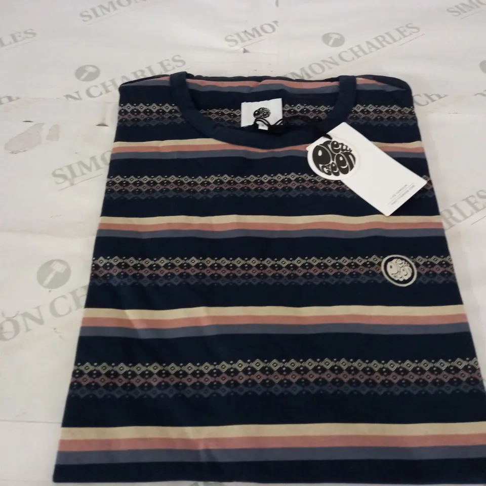 PRETTY GREEN LARMAN STRIPE T-SHIRT IN NAVY - MEDIUM