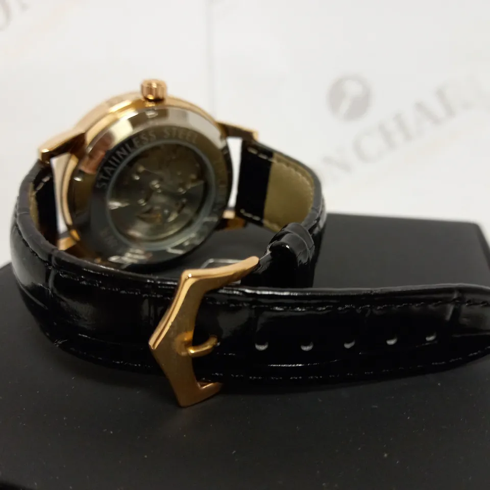 ZIHLMANN & CO SKELETON BROWN LEATHER STRAP WATCH
