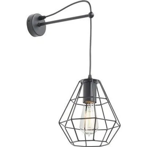 BOXED VITALUCE WALL MOUNTED 1 LIGHT WITH GEOMETRIC SHADE, PEWTER