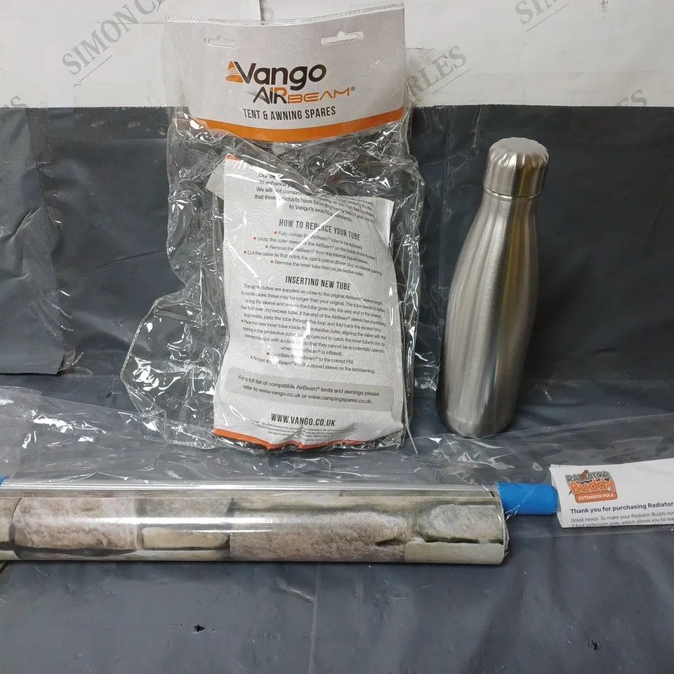 APPROXIMATELY 20 ASSORTED HOUSEHOLD ITEMS TO INCLUDE CAMPING SPARES, DRINKING BOTTLE AND WALLPAPER