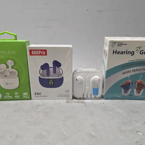 APPROXIMATELY 12 ASSORTED ITEMS TO INCLUDE - IN TECH TRUE WIRELESS EARBUDS , WIRED EARBUDS  , HEARING GOOD ETC