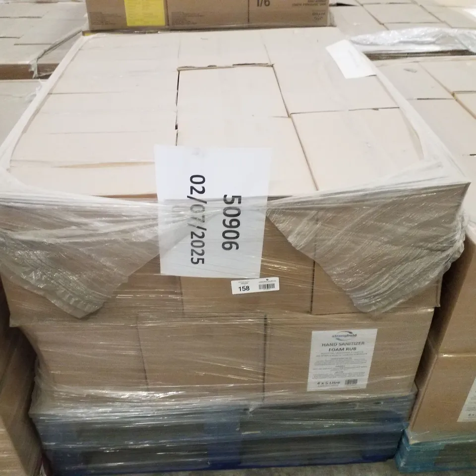PALLET CONTAINING APPROXIMATELY 80 BOTTLES OF STRONGHOLD ALCOHOL HAND SANITISER 5LTR