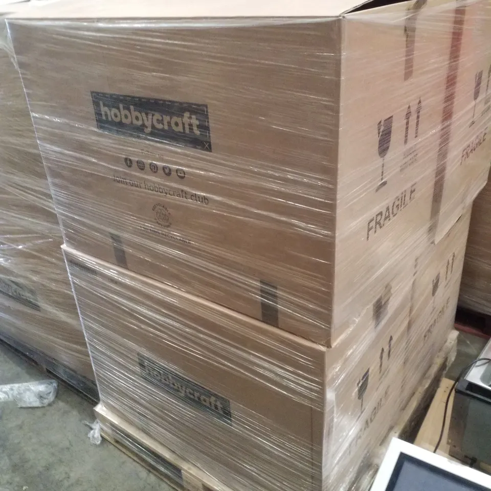 PALLET CONTAINING ASSORTED CHRISTMAS PRODUCTS & DECORATIONS INCLUDING WOODEN CHRISTMAS BOX, COLOUR IN CHRISTMAS MAP, VALLUM PAPER, COLOUR IN CARDBOARD CHRISTMAS TREE & WOODEN ENAMEL 3 STAR TRAY