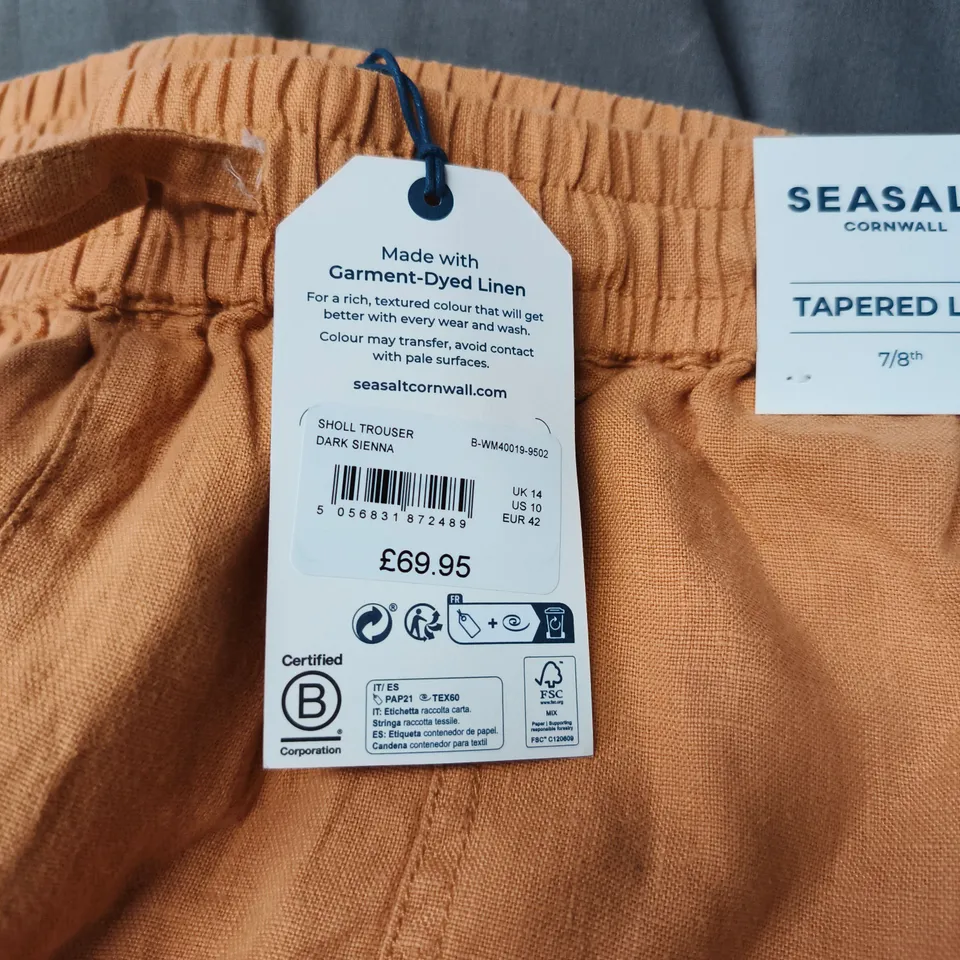 SEASALT CORNWALL TAPERED LEG SHOLL TROUSER DARK SIENA UK 14 TAGGED