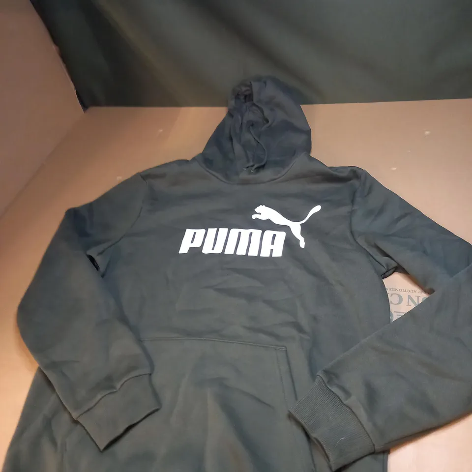 MENS KHAKI PUMA LOGO HOODIE SIZE M