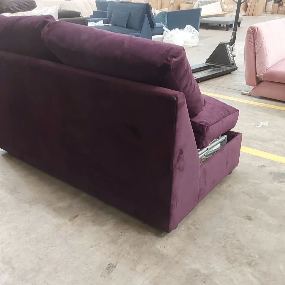 QUALITY DESIGNER PURPLE VELVET SOFA BED