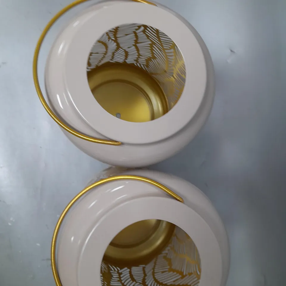 BOXED GARDEN REFLECTIONS SET OF 2 PATTERNED SOLAR LANTERNS, LEAF 