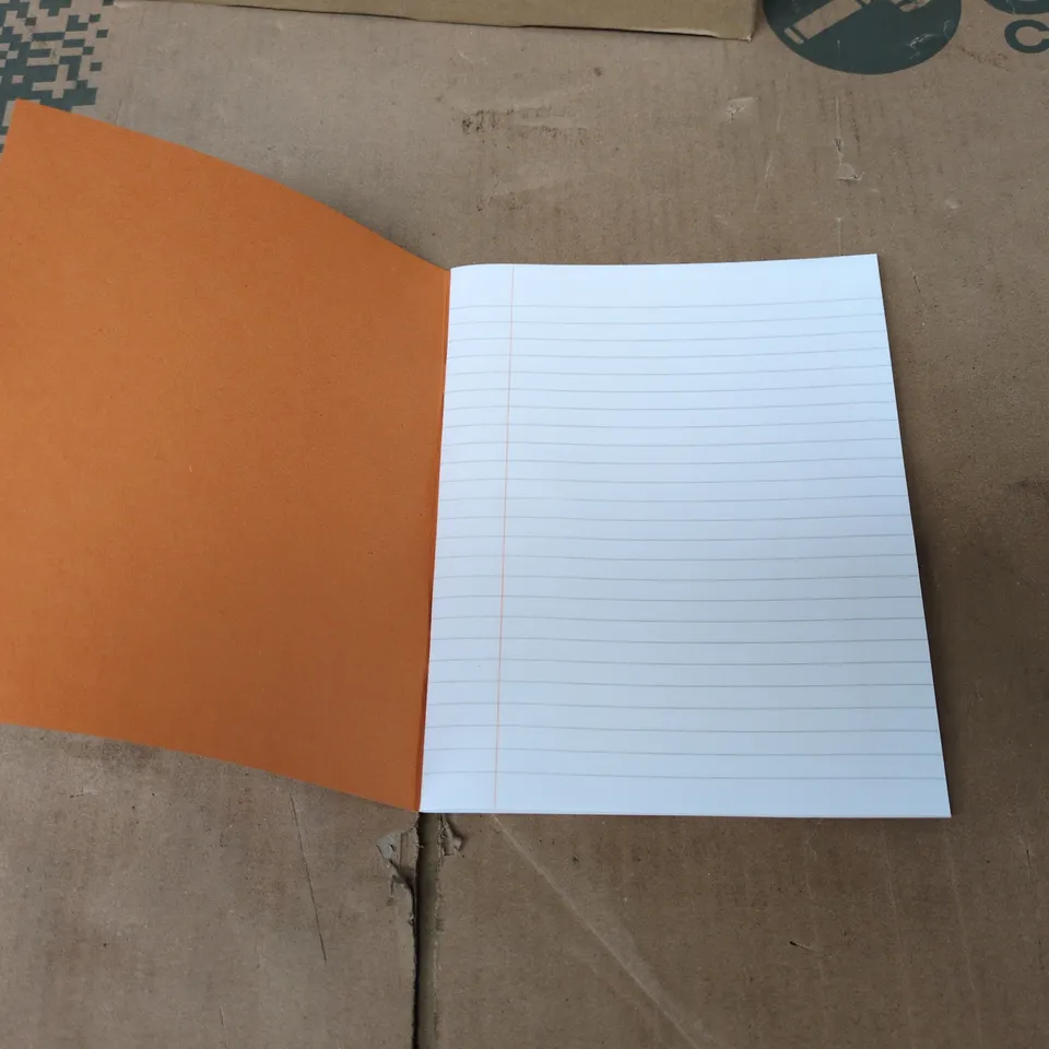 BOX OF 100 BRAND NEW SMALL 48 PAGE ORANGE WRITING BOOKS 