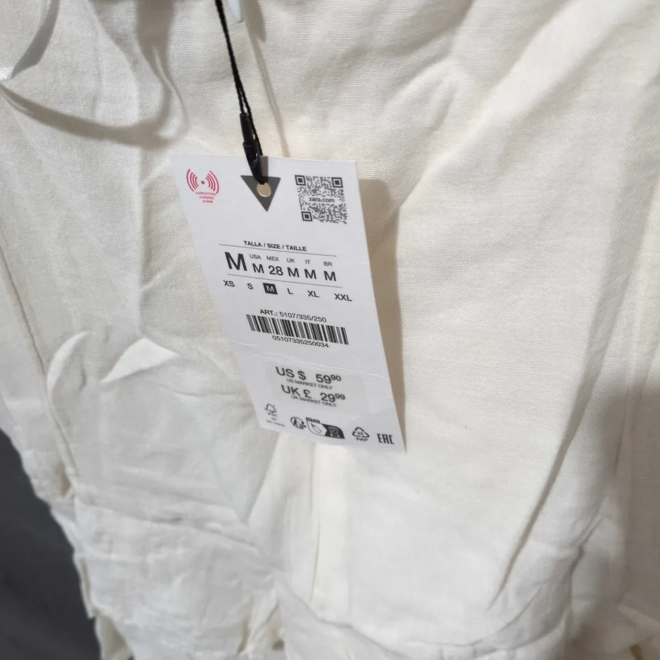 ZARA WHITE TIERED SLIP DRESS, SIZE M