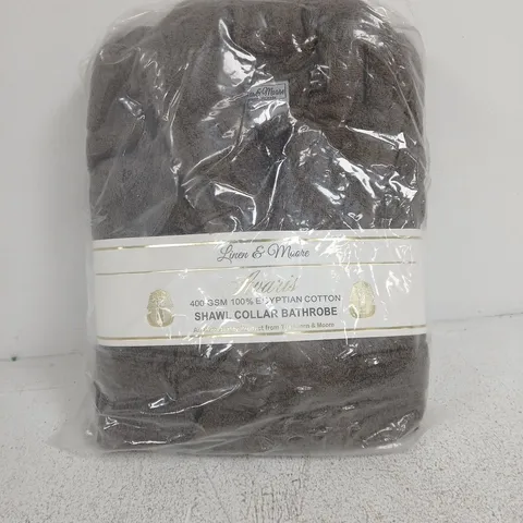 100% EGYPTIAN COTTON SHAWL COLLAR BATHROBE 400GSM LARGE CHARCOAL