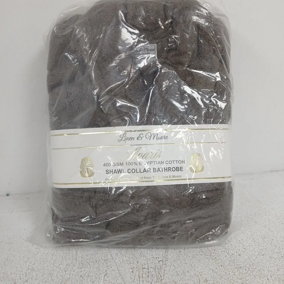 100% EGYPTIAN COTTON SHAWL COLLAR BATHROBE 400GSM LARGE CHARCOAL