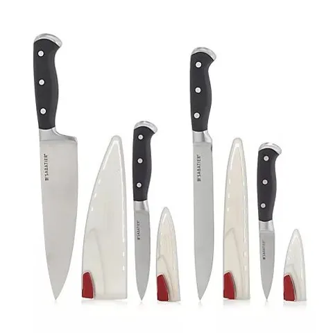 SABATIER 4 PIECE SET EDGEKEEPER SELF SHARPENING KNIVES W/ SHEATHS