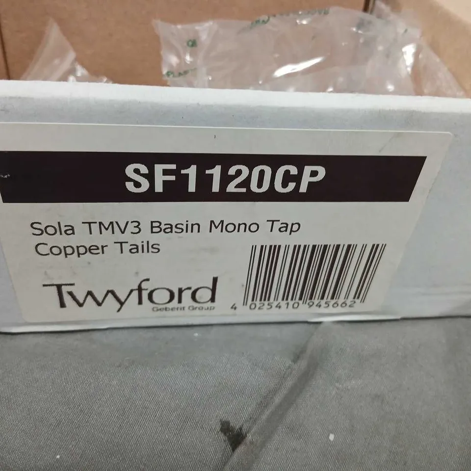 TWYFORD SOLA THERMOSTATIC BASIN MIXER SF1120CP – MONO TAP WITH COPPER TAILS, BOXED