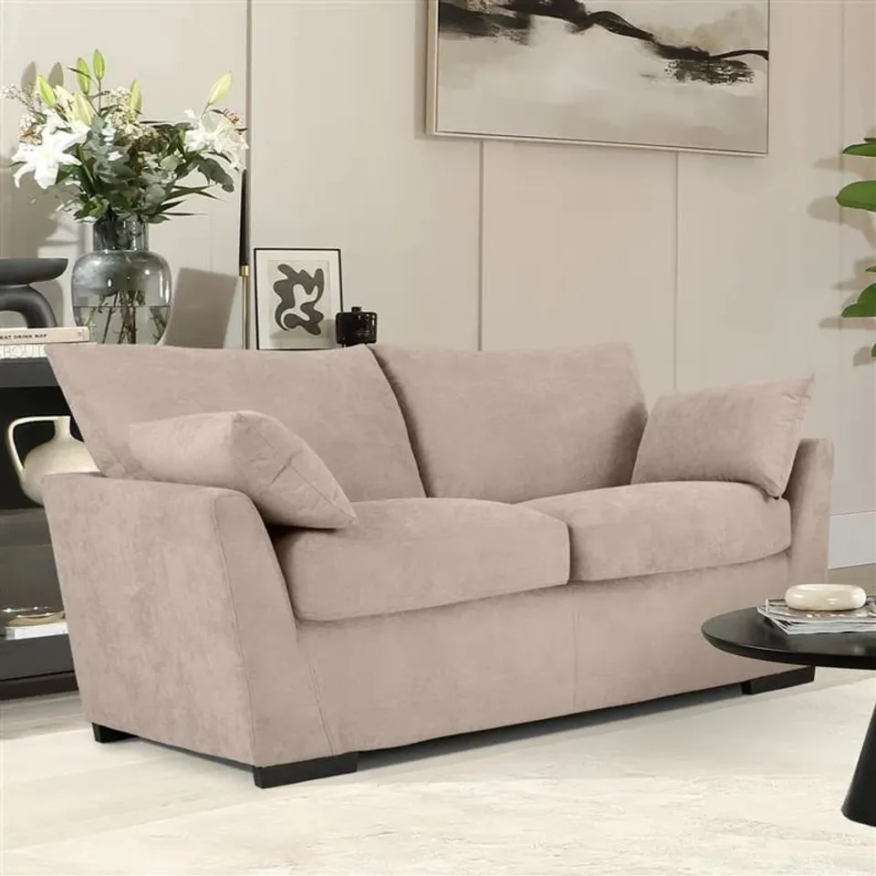 BRAND NEW BOXED LANGDON 2 SEATER SOFA, CREAM HOUSE PLUSH FABRIC