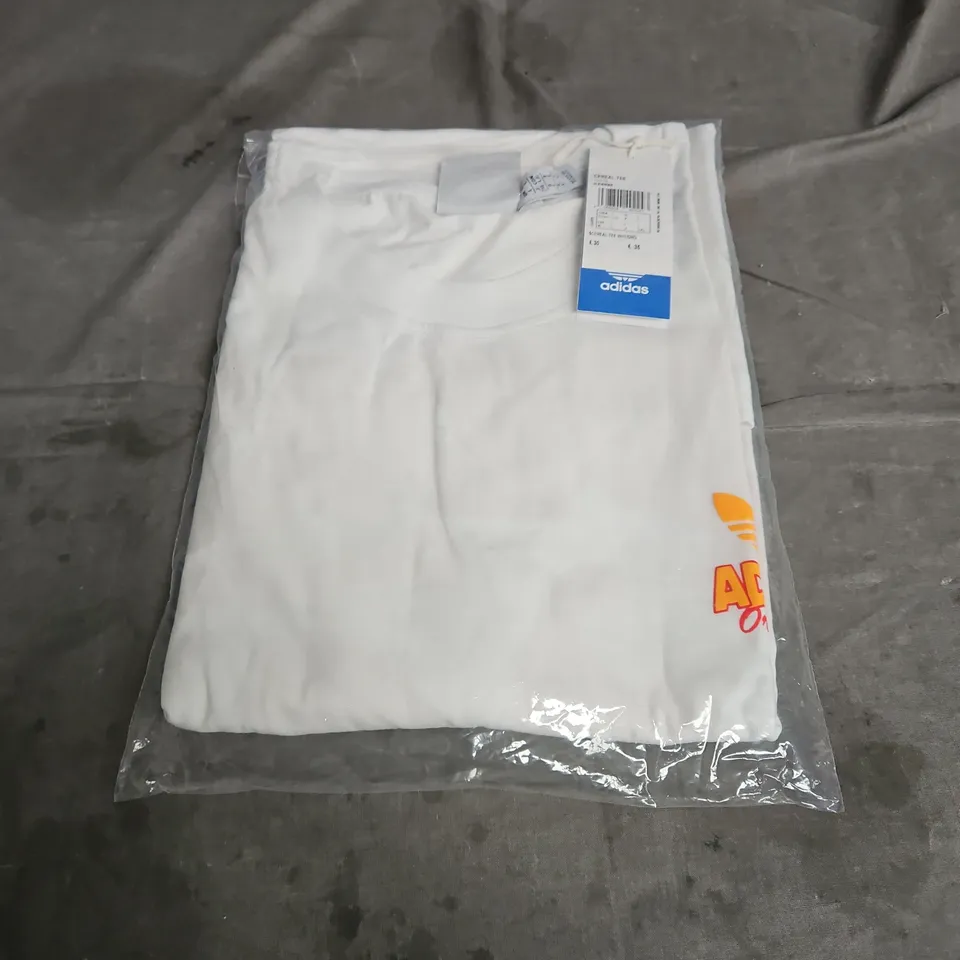BAGGED ADIDAS CEREAL TEE IN WHITE/ORANGE SIZE L
