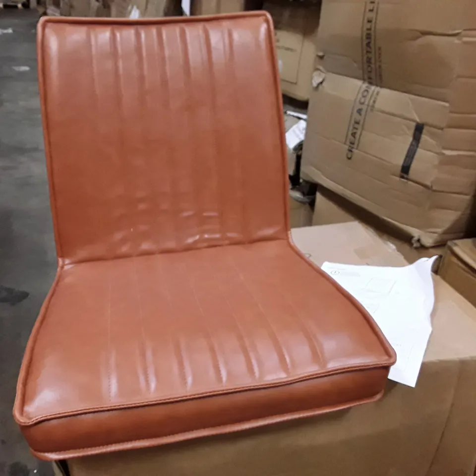 BOXED SET IF 2 UPHOLSTERED FAUX LEATHER DINING CHAIRS- BROWN (1 BOX)