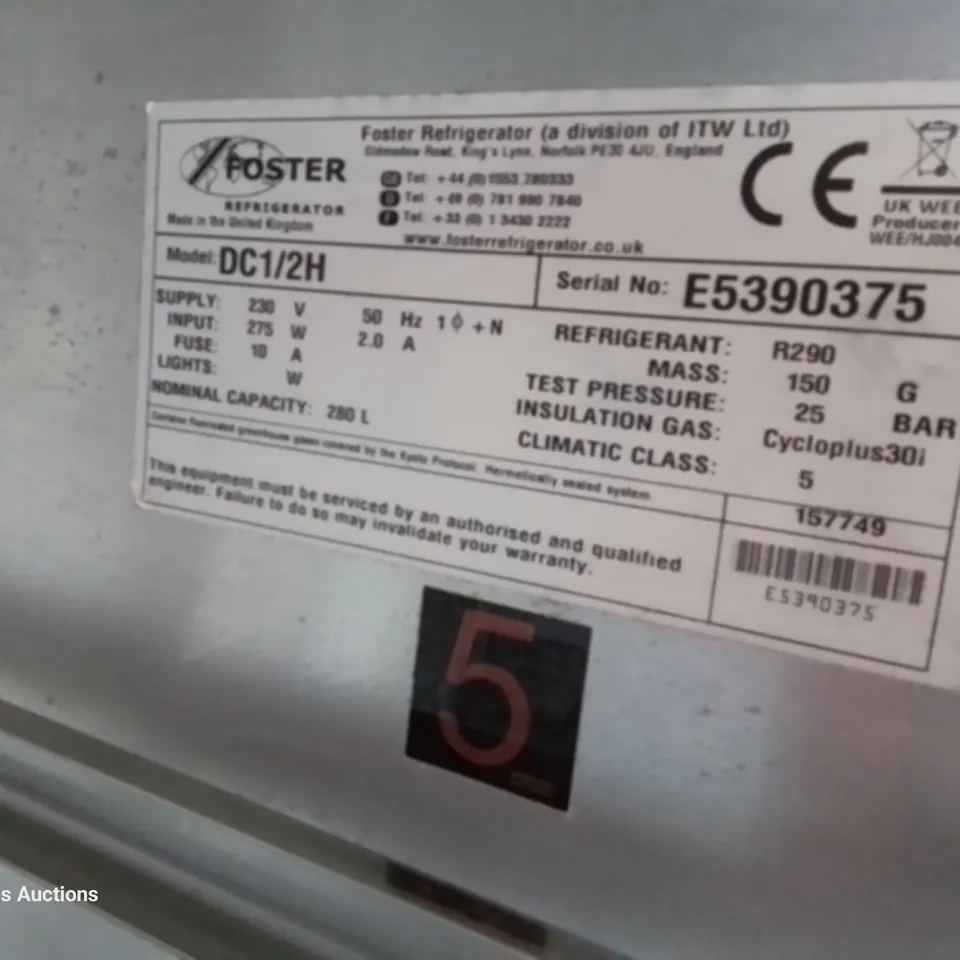FOSTER ECO PRP G2 DOUBLE DOOR COUNTER FRIDGE Model DC1/2H