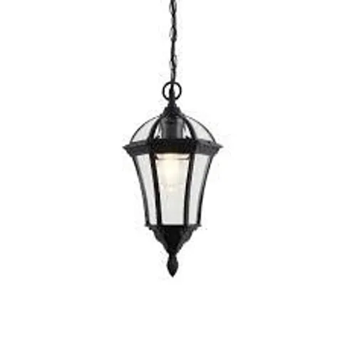 BOXED LUMINOSA DRAYTON 1 LIGHT OUTDOOR CEILING LANTERN PENDANT LIGHT BLACK IP44, E27 (1 BOX)