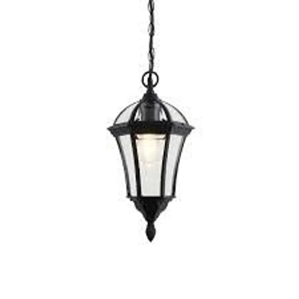 BOXED LUMINOSA DRAYTON 1 LIGHT OUTDOOR CEILING LANTERN PENDANT LIGHT BLACK IP44, E27 (1 BOX)