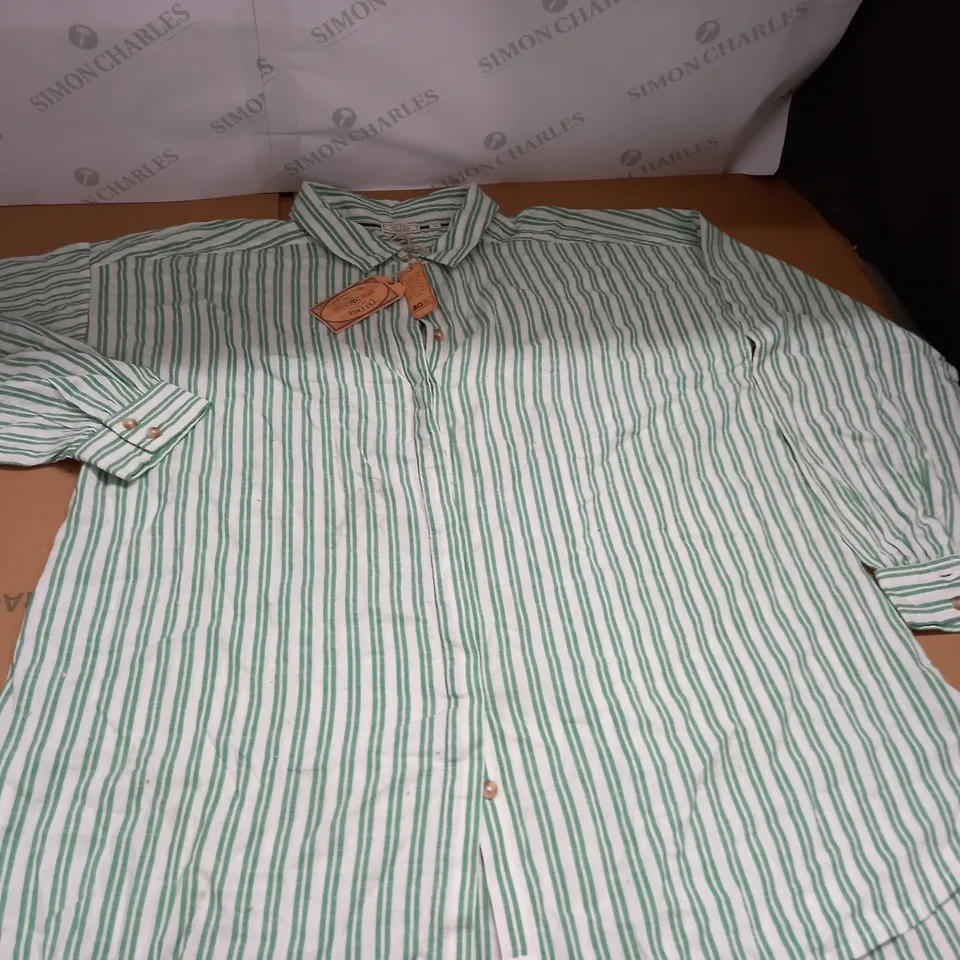 FAT FACE GREEN STRIPED SHIRT - UK 18