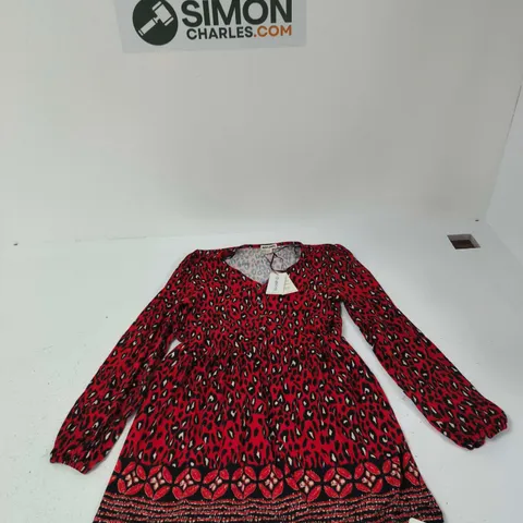 MUDFLOWER WOMEN'S DRESS – RED LEOPARD PRINT, UK 12 (EU 40, US 8)