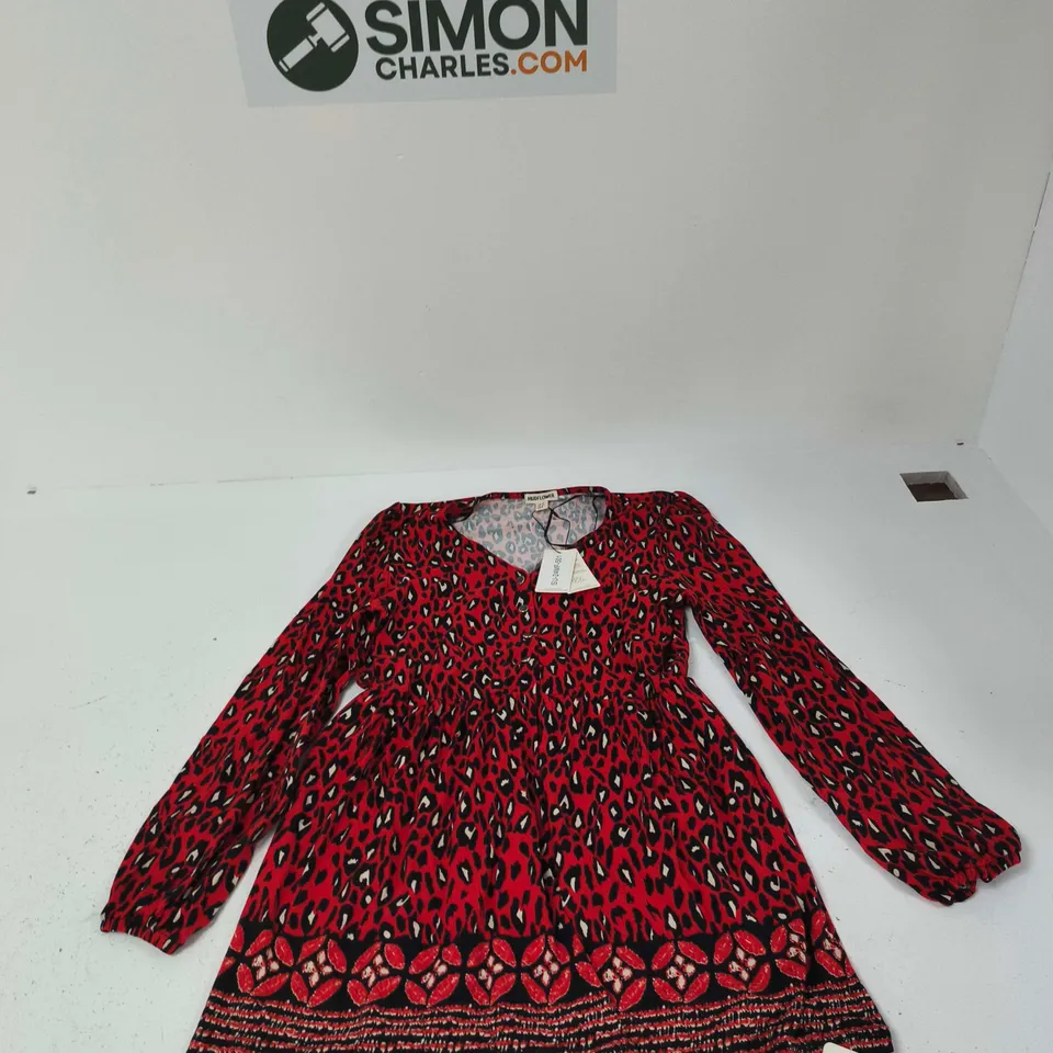 MUDFLOWER WOMEN'S DRESS – RED LEOPARD PRINT, UK 12 (EU 40, US 8)