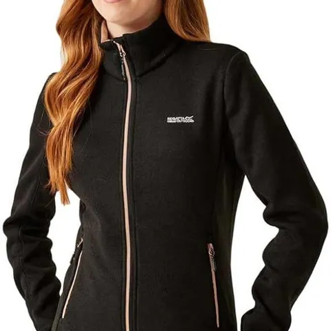 REGATTA WOMENS NEWHILL FULL ZIP FLEECE BLACK/TAUPE UK SIZE 12