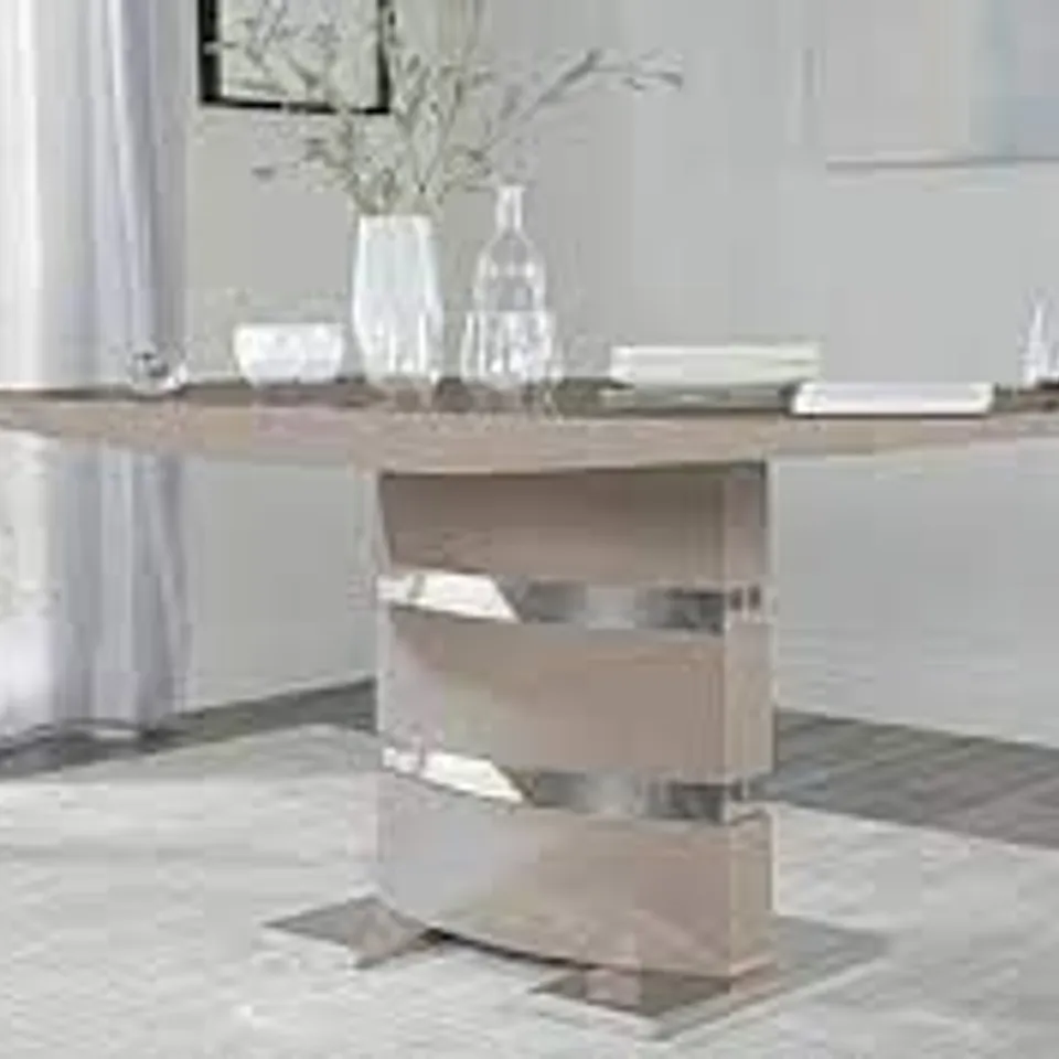 BOXED KOMORO TAUPE HIGH GLOSS DINING TABLE (2 BOXES)