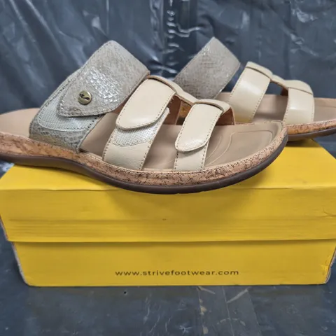 STRIVE SAMOA TRIPLE STRAP SANDALS IN NUDE/SNAKE SIZE 9