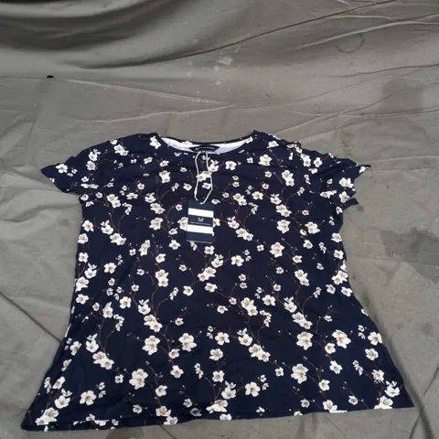 CREW CLOTHING COMPANY PRINTED T-SHIRT NAVY FLORAL, WOMEN'S, SIZE 16