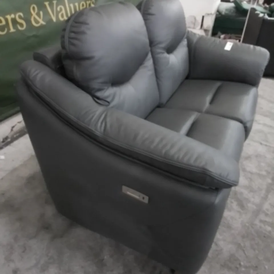 DESIGNER G PLAN MADE JACKSON CAMBRIDGE PETROL BLUE LEATHER ELECTRIC RECLINING TWO SEATER SOFA