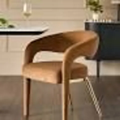 BOXED DANETTI RHETT CARAMEL PLUSH FABRIC DINING CHAIR
