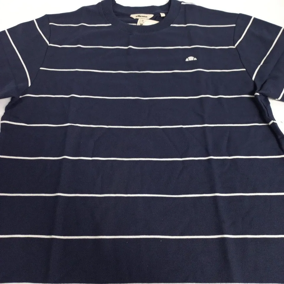 ELLESSE VERRI TEE NAVY WITH WHITE STRIPES – SIZE XL