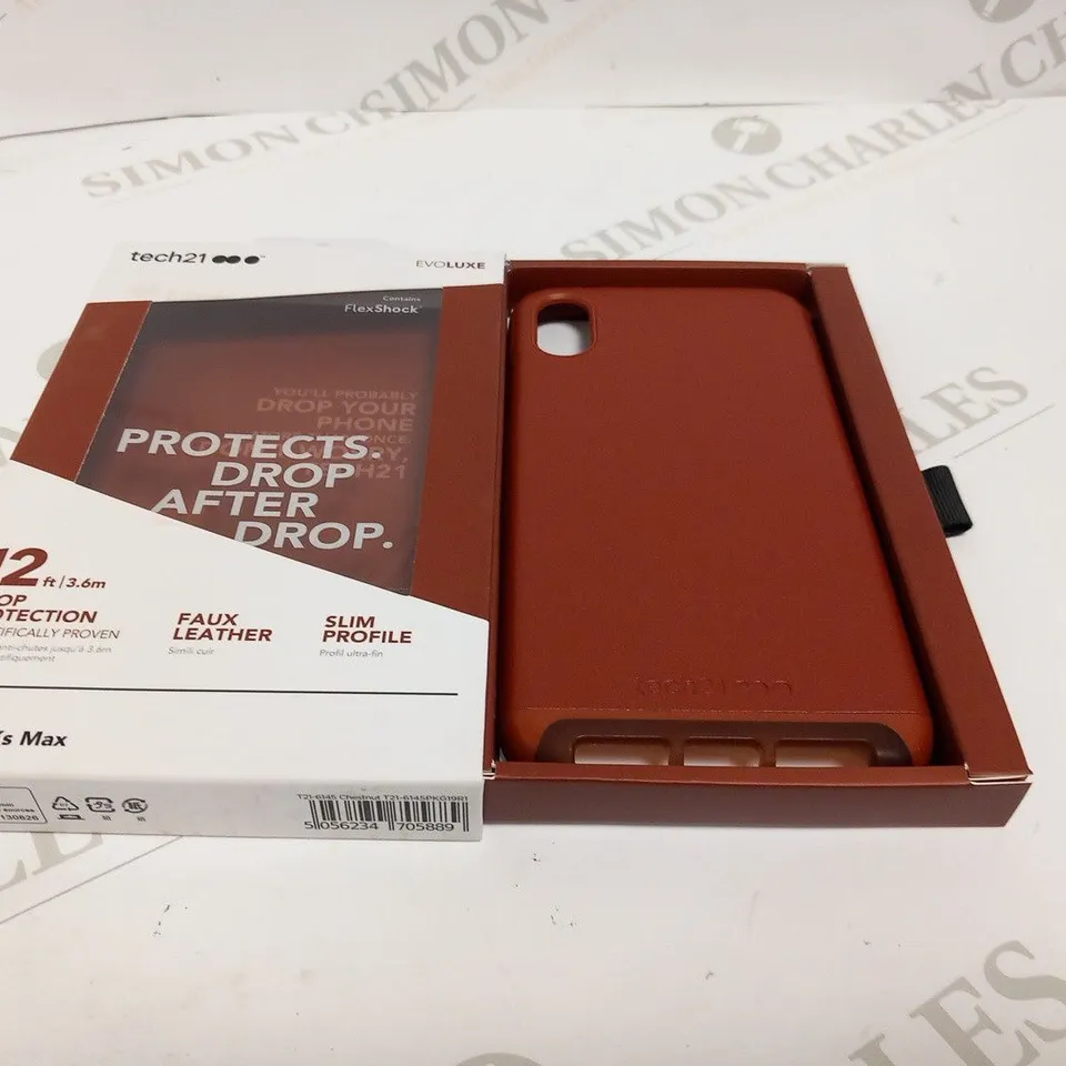 APPROXIMATELY 10 BRAND NEW BOXED TECH 21 EVOLUXE 12FT/3.6M DROP PROTECTION FAUX LEATHER SLIM PROFILE PHONE CASES FOR IPHONE XS MAX