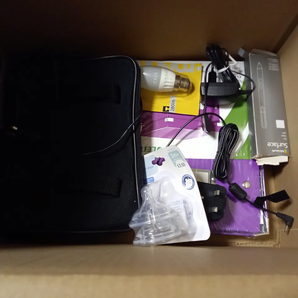 LOT OF APPROXIMATELY 20 ASSORTED HOUSEHOLD ITEMS TO INCLUDE CANARY SECURE MOUNT, LED LIGHT BULBS, LUGGAGE STRAPS AND SURFACE PEN