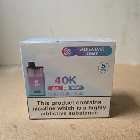 SEALED AURA BAR TWIST 40K VAPE – 5 PACK