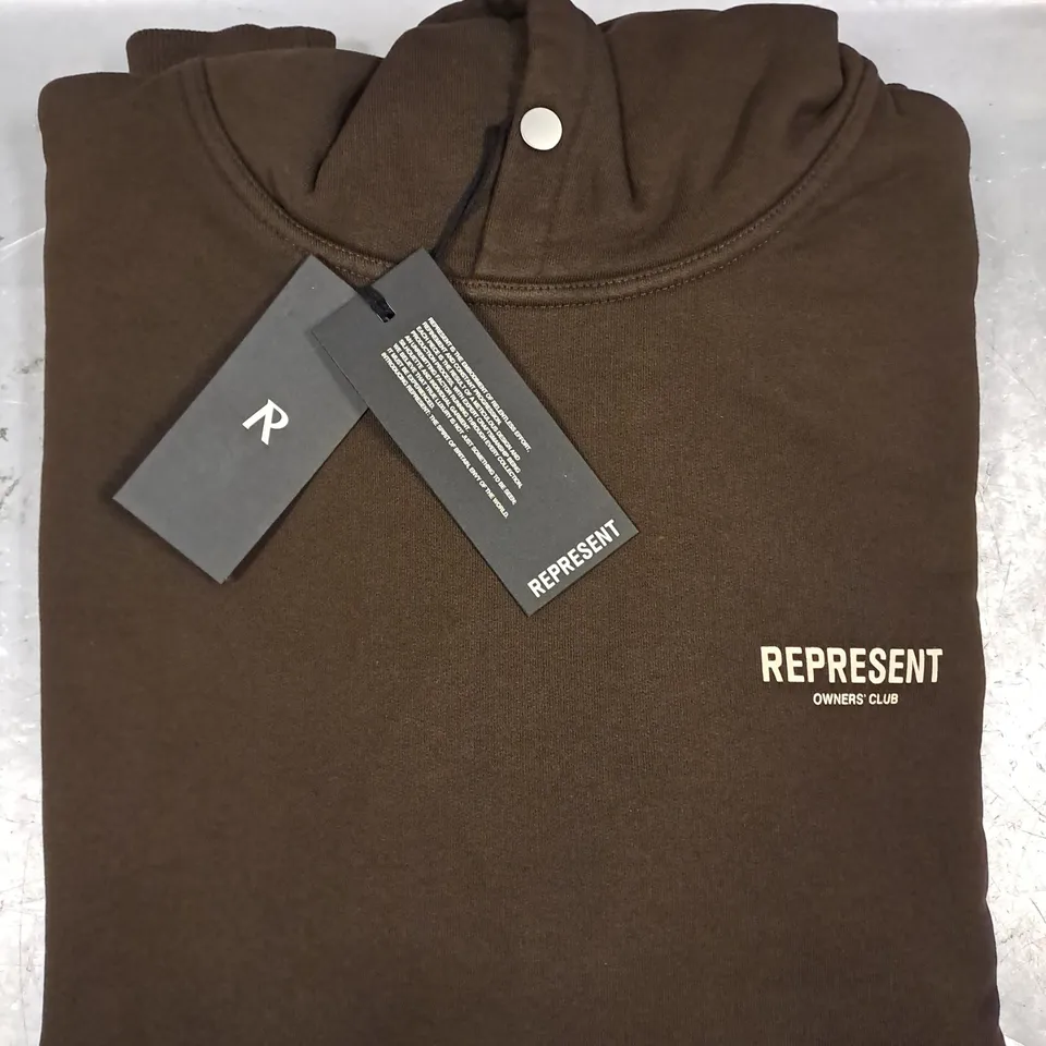 REPRESENT OWNER'S CLUB HOODIE IN BROWN SIZE XL