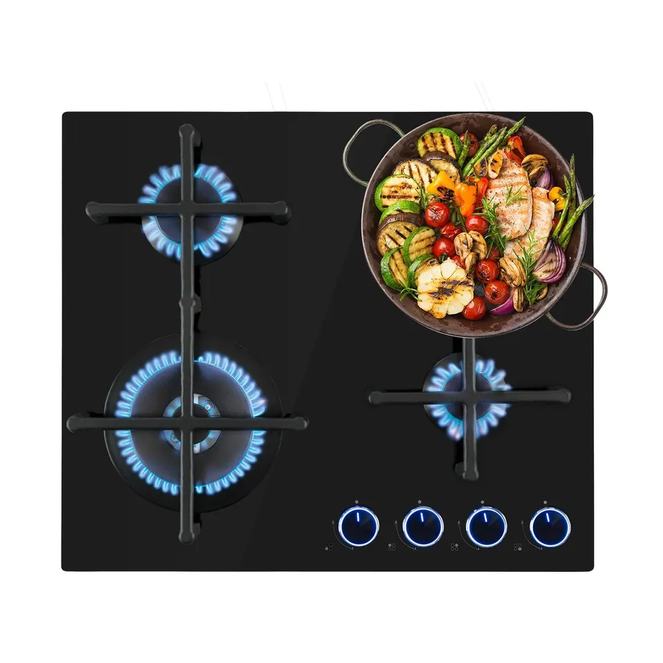 BOXED KLARSTEIN ILLUMINOSA 60CM GAS HOB 4 BURNERS BLACK