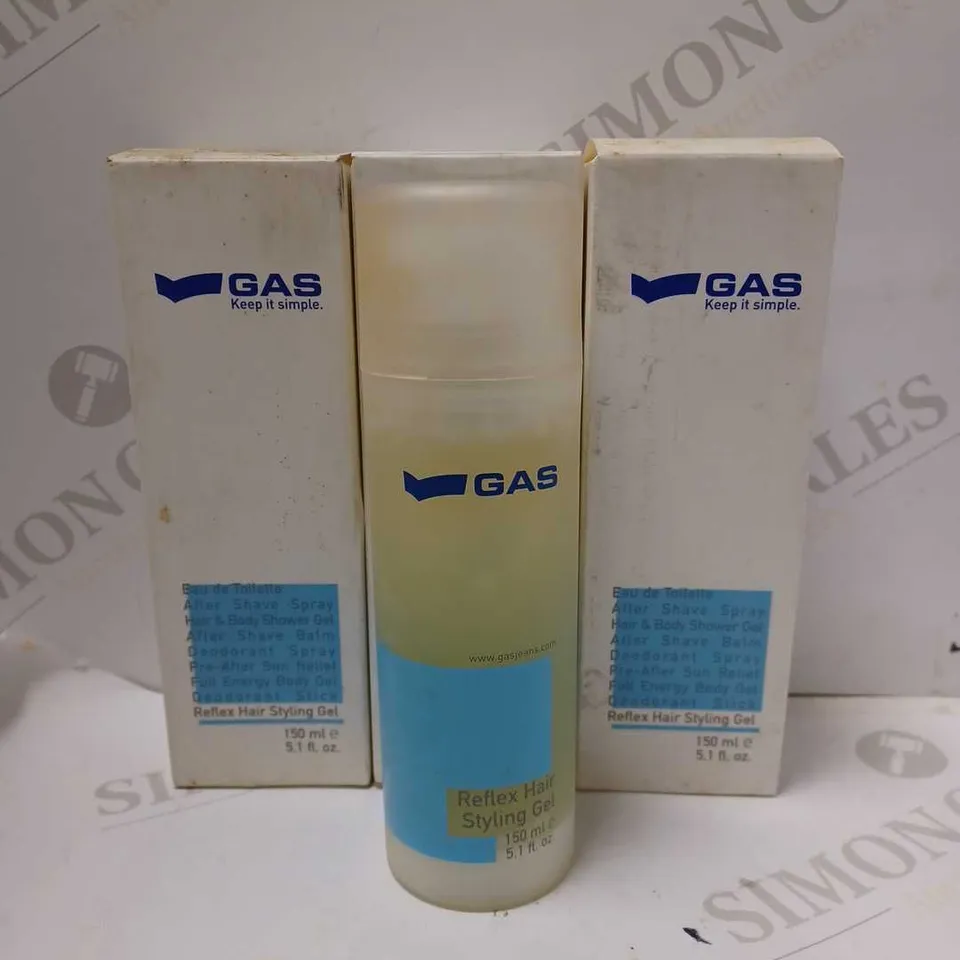 LOT OF 3 X 150ML GAS REFLEX HAIR STYLING GEL