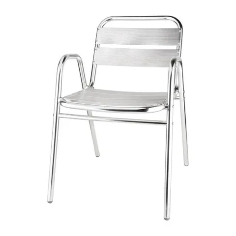 BRAND NEW BOLERO ALUMINIUM STACKING CHAIRS ARCHED ARMS (4 PACK)
