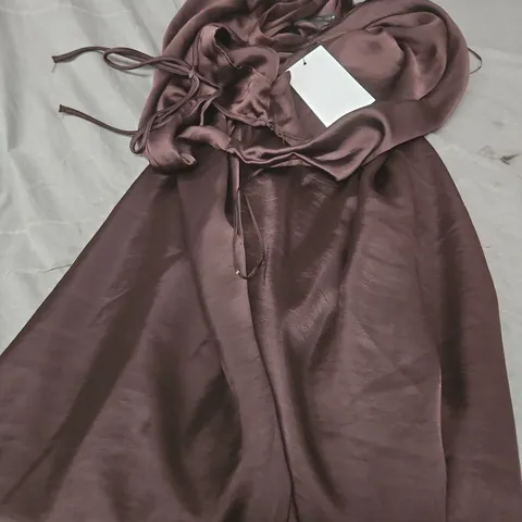 ZARA BROWN SATIN DRESS - S