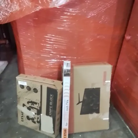PALLET OF ASSORTED HOUSEHOLD GOODS AND PRODUCTS TO INCLUDE;TV BRACKET,MONITOR,BEDSIDE TABLE