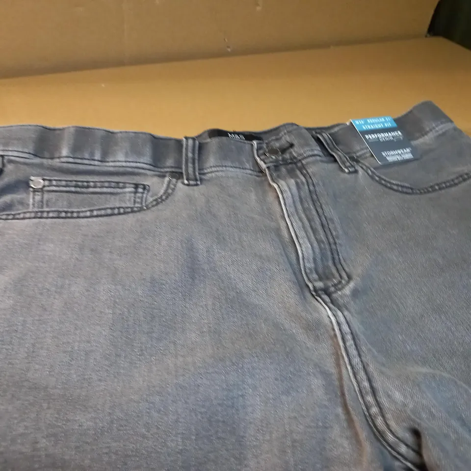 M&S STORMWEAR STRAIGHT FIT JEANS IN GREY - W36 31