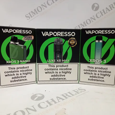 APPROXIMATELY 20 ASSORTED BOXED VAPORESSO VAPING PRODUCTS TO INCLUDE XROS 3, XROS 3 NANO, LUXE XR MAX ETC.