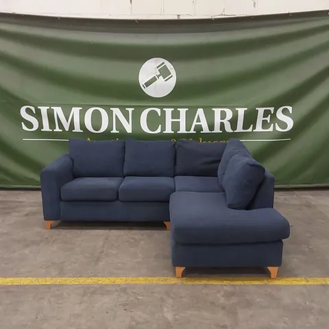 DESIGNER BLUE FABRIC CORNER CHAISE SOFA